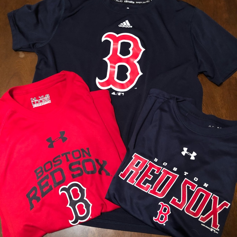 Lot of 3 Boys Red Sox Shirts Sz L